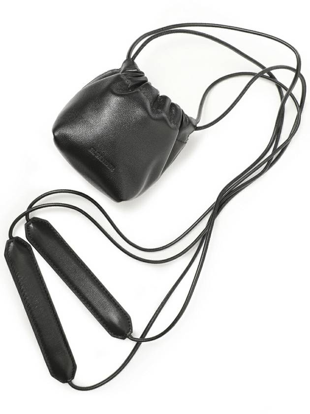 Dumpling Drawstring Calf Leather Mini Bag Black - JIL SANDER - BALAAN 3