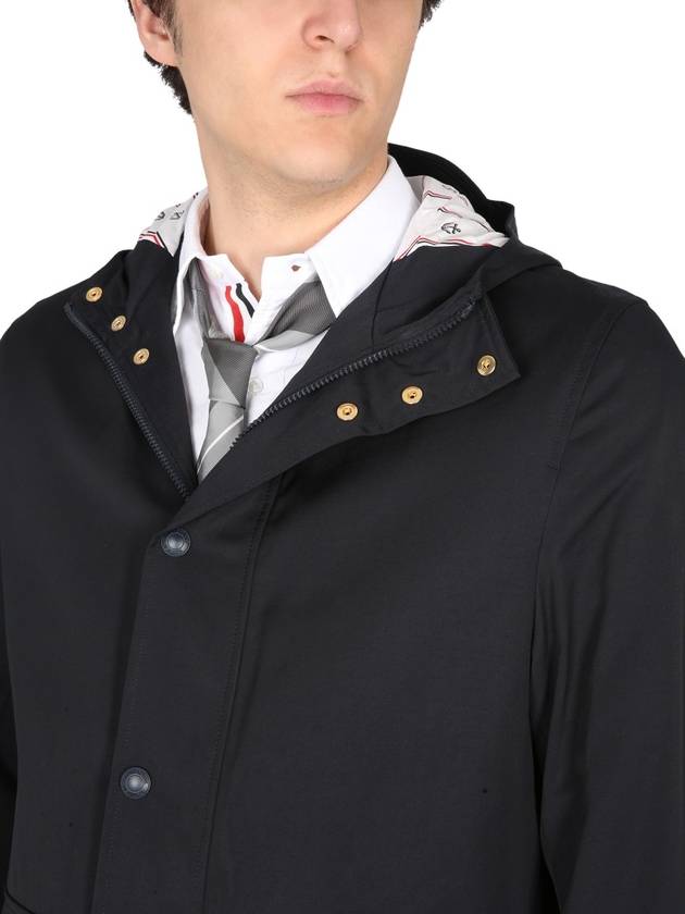 Nylon Tech Snap Front Rain Parka Navy - THOM BROWNE - BALAAN 5