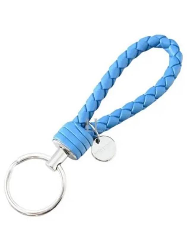 Intrecciato Leather Key Holder Blue - BOTTEGA VENETA - BALAAN 2