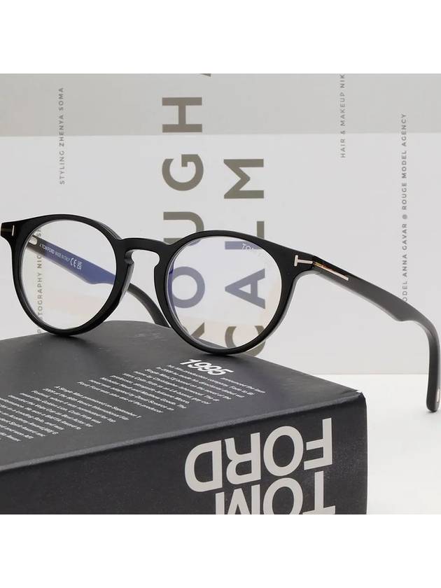 Blue light blocking glasses frame TF5557B 001 horn rim round black - TOM FORD - BALAAN 2