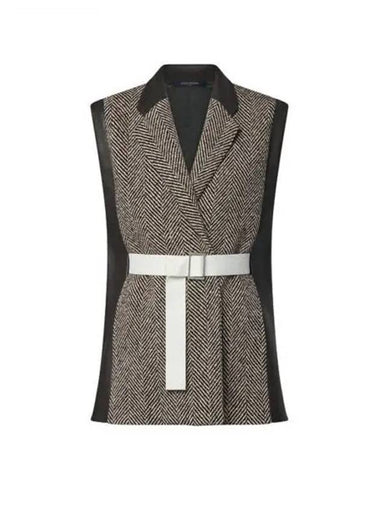 Leather Accent Sleeveless Blazer 1AFTKD - LOUIS VUITTON - BALAAN 1