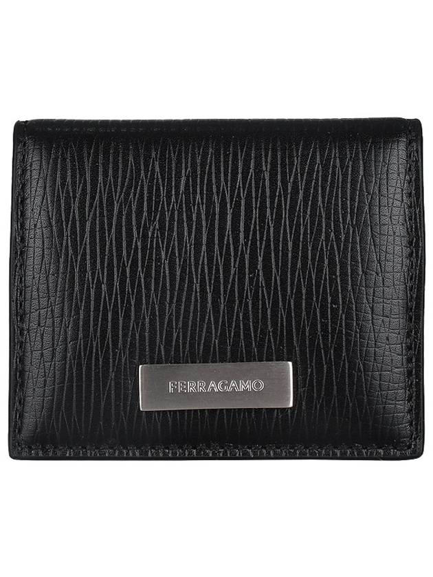 Men's Metal Plate Leather Half Wallet Black - SALVATORE FERRAGAMO - BALAAN 2