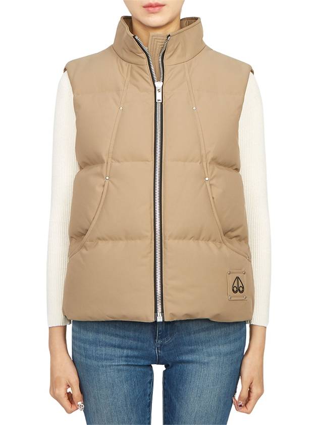 Women's Logo Patch Zipper Padded Vest Brown - MOOSE KNUCKLES - BALAAN 3