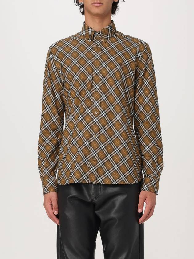 B Shield Embroidered Check Cotton Long Sleeve Shirt Oxide - BURBERRY - BALAAN 2