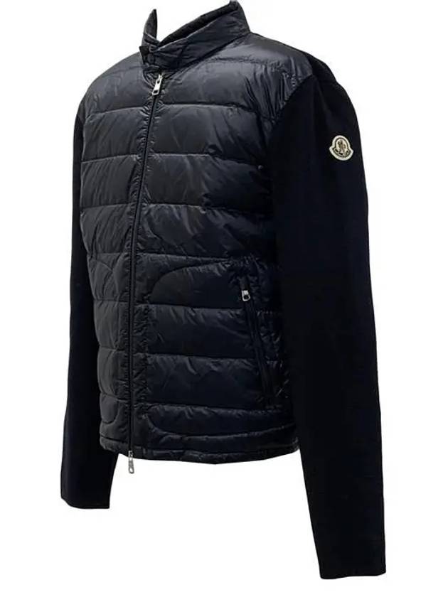 Logo Patch Padded Zip-Up Cardigan Blue - MONCLER - BALAAN 4