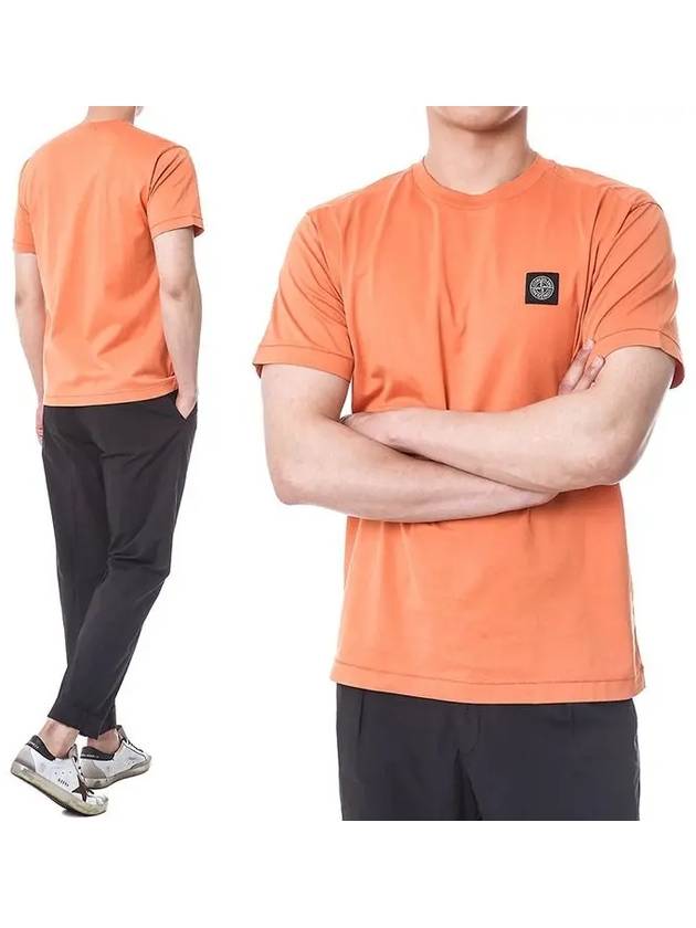 Logo Patch Cotton Short Sleeve T-Shirt Orange - STONE ISLAND - BALAAN 2