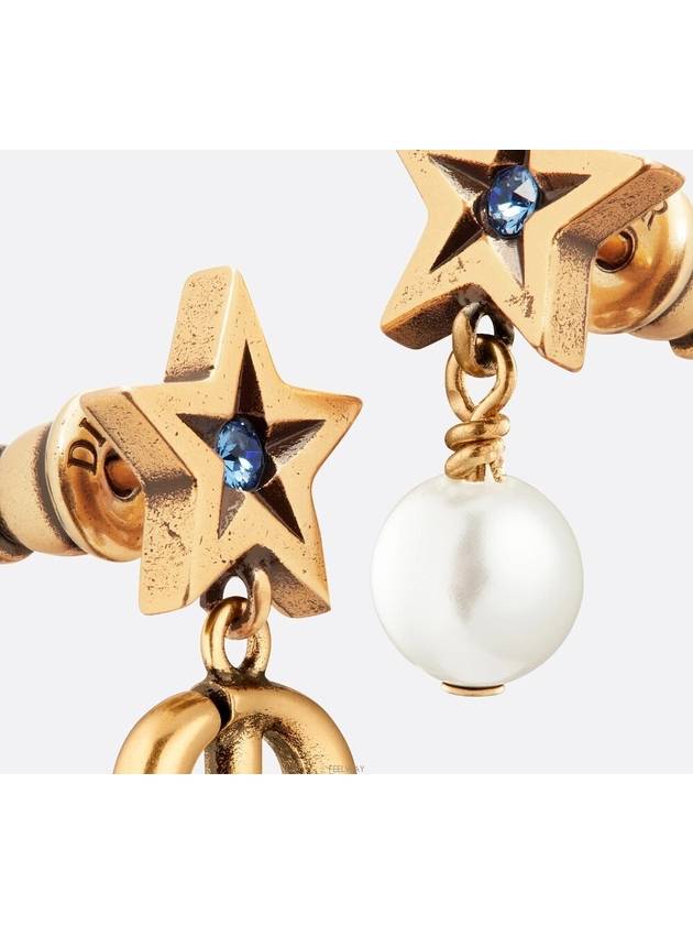 Lucky Charm Stud Crystal Pearl Earrings Gold - DIOR - BALAAN 4