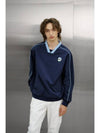 Swag Ball Double Line Woven Sweatshirt Navy - GOXO - BALAAN 1