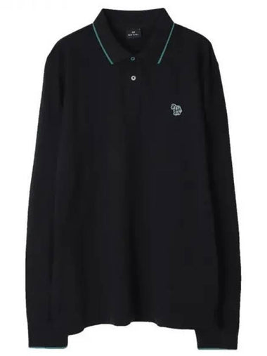 Zebra Patch Regular Fit Long Sleeve Polo Shirt Black - PAUL SMITH - BALAAN 1