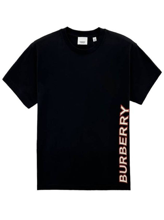 Side Logo Lettering Print Short Sleeve T-shirt Black - BURBERRY - BALAAN 2