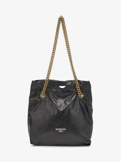 Crush Small Leather Shoulder Bag Black - BALENCIAGA - BALAAN 2