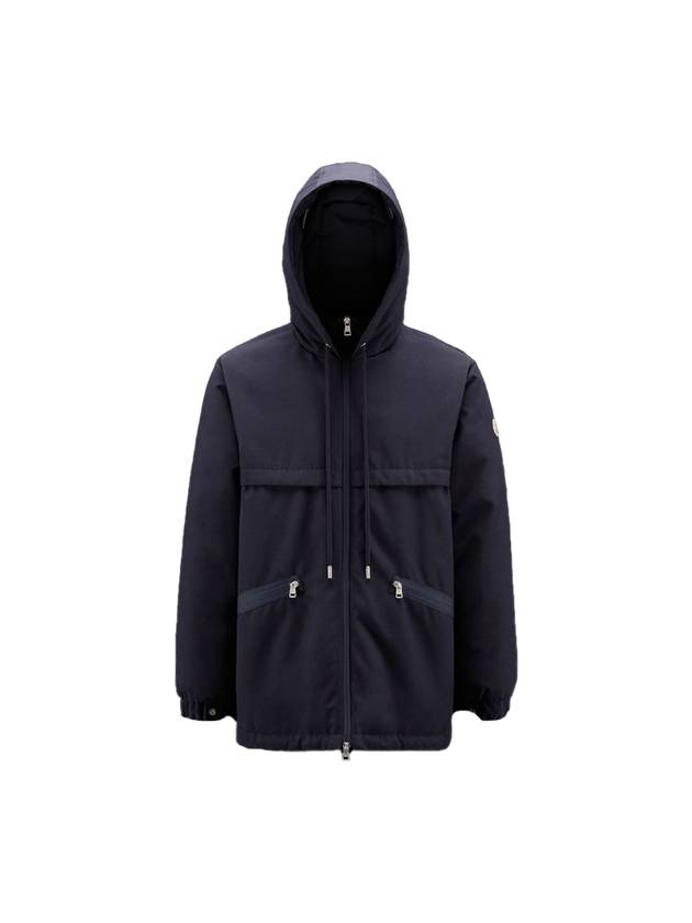 Acanthe Logo Patch Down Hooded Short Jacket Navy Blue - MONCLER - BALAAN 1