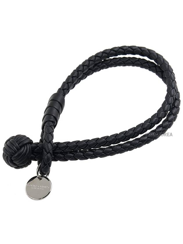 Intrecciato Double Leather Bracelet Black - BOTTEGA VENETA - BALAAN 10