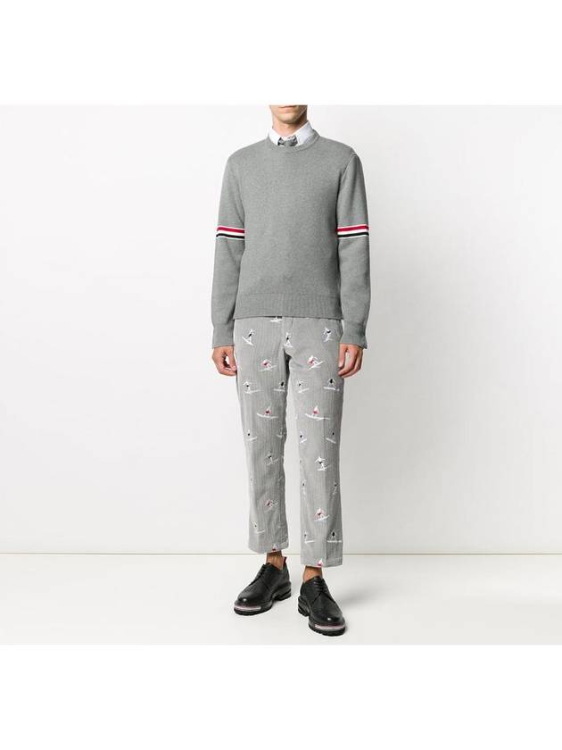 Men's Milan Stitch Armband Crew Neck Knit Top Light Grey - THOM BROWNE - BALAAN 5