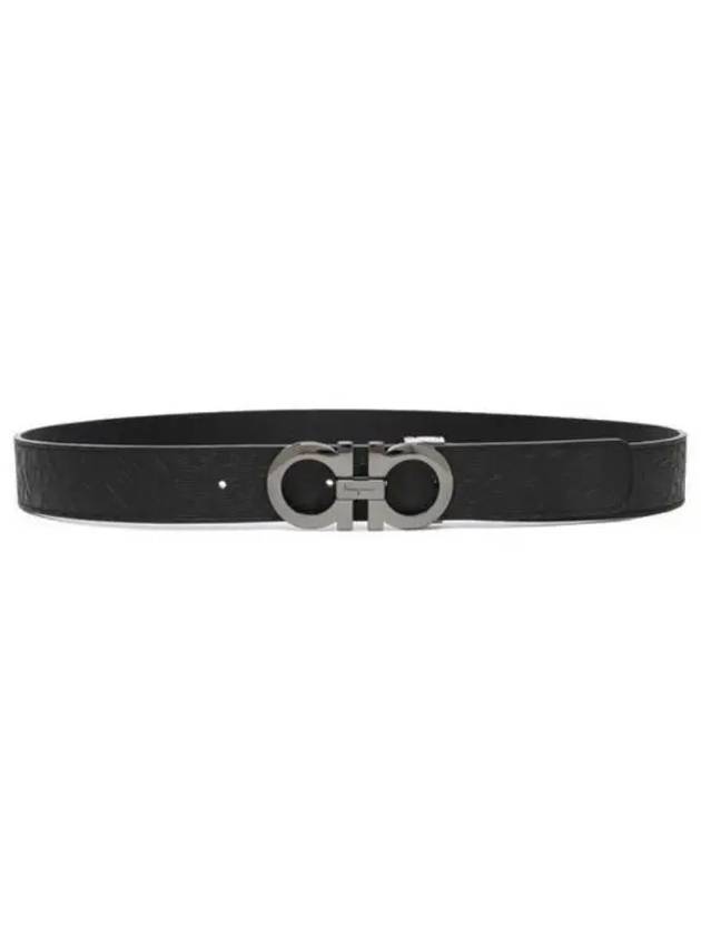 Gancini Reversible Adjustable Leather Belt Black - SALVATORE FERRAGAMO - BALAAN 2