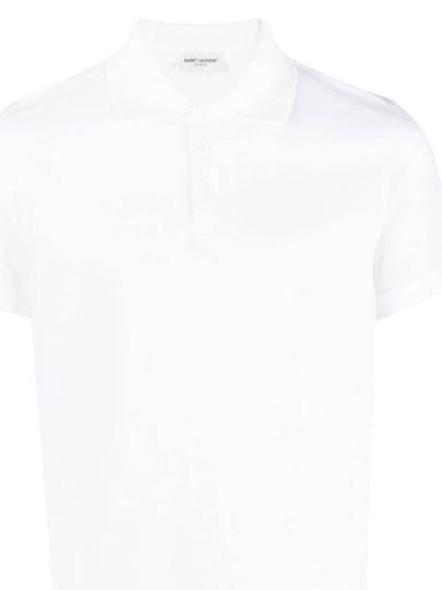 Men's Monogram Cotton Short Sleeve Polo Shirt White - SAINT LAURENT - BALAAN 2