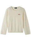 Embroidered Logo Knit Top Ivory - A.P.C. - BALAAN 6