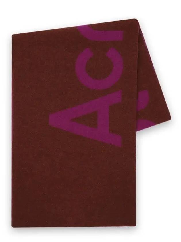 Jacquard Logo Two Tone Wool Muffler Bordeaux - ACNE STUDIOS - BALAAN 3