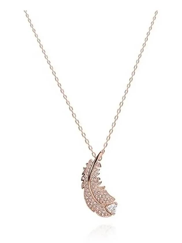 Idyllia Nice Feather Pendant Necklace Rose Gold - SWAROVSKI - BALAAN 4