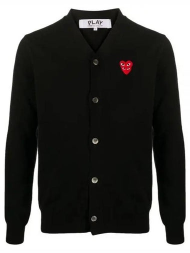 AZ N076 051 1 P1N076 Double Heart Wappen Wool Cardigan - COMME DES GARCONS - BALAAN 1