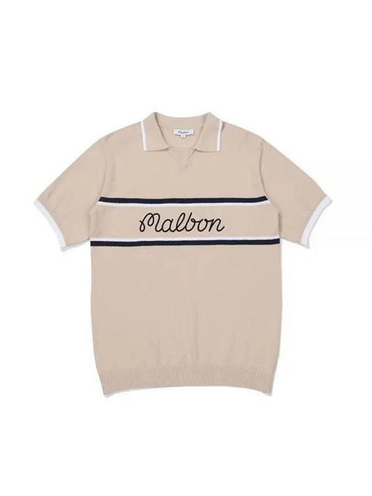 Marlbon Script Sweater BEIGE MAN M3221PKT01BEI - MALBON GOLF - BALAAN 1