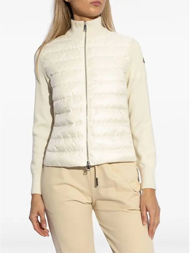 Logo Patch Padded Cardigan Cream - MONCLER - BALAAN 3