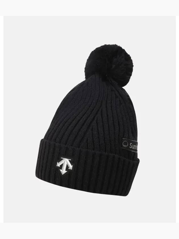 SWISS SKI Logo Patch Drop Beanie Black SP423SKCN0 - DESCENTE - BALAAN 1