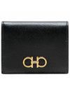 Gancini Compact Half Wallet Black - SALVATORE FERRAGAMO - BALAAN 1