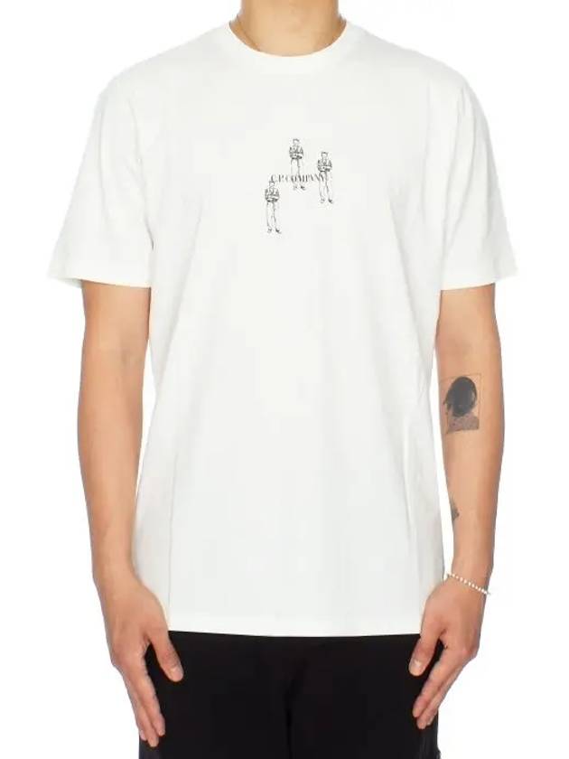 30/1 Jersey Relaxed Graphic Short Sleeve T-Shirt White - CP COMPANY - BALAAN 3