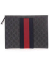 Men's GG Supreme Web Pouch Clutch Bag Black - GUCCI - BALAAN 3