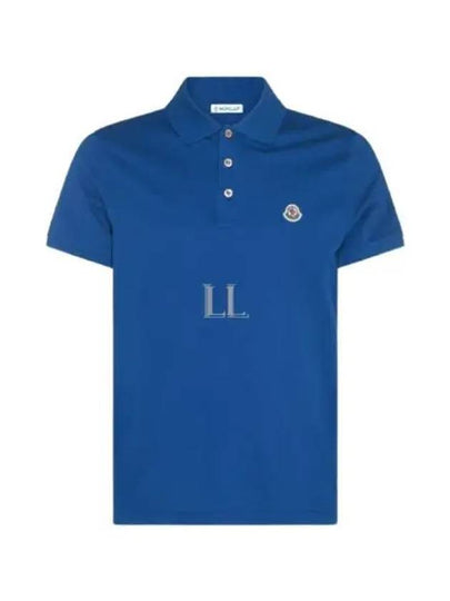 Logo Patch Polo Shirt Blue - MONCLER - BALAAN 2