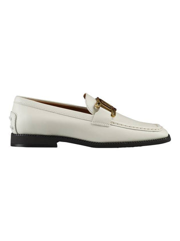 Kate Metal Chain Leather Loafers White - TOD'S - BALAAN.