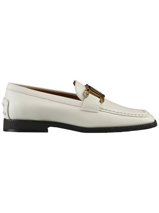 Kate Metal Chain Leather Loafers White - TOD'S - BALAAN.