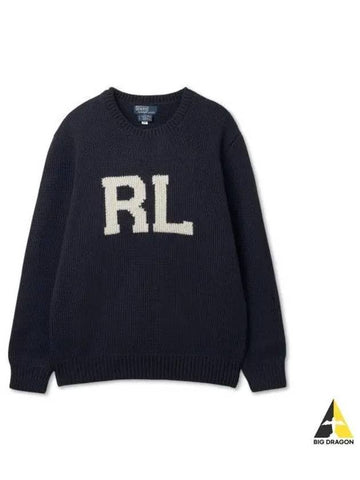 Intarsia knit RL wool sweater blue - POLO RALPH LAUREN - BALAAN 1