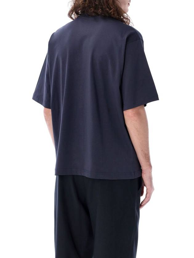 Logo Organic Cotton Short Sleeve T-Shirt Navy - MARNI - BALAAN 3