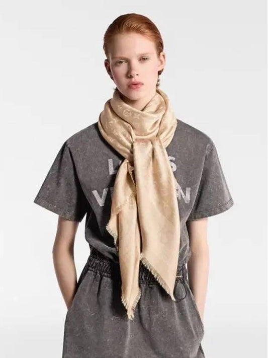 Muffler Scarf Rock and Go Denim Shawl Beige Sable M90618 - LOUIS VUITTON - BALAAN 1