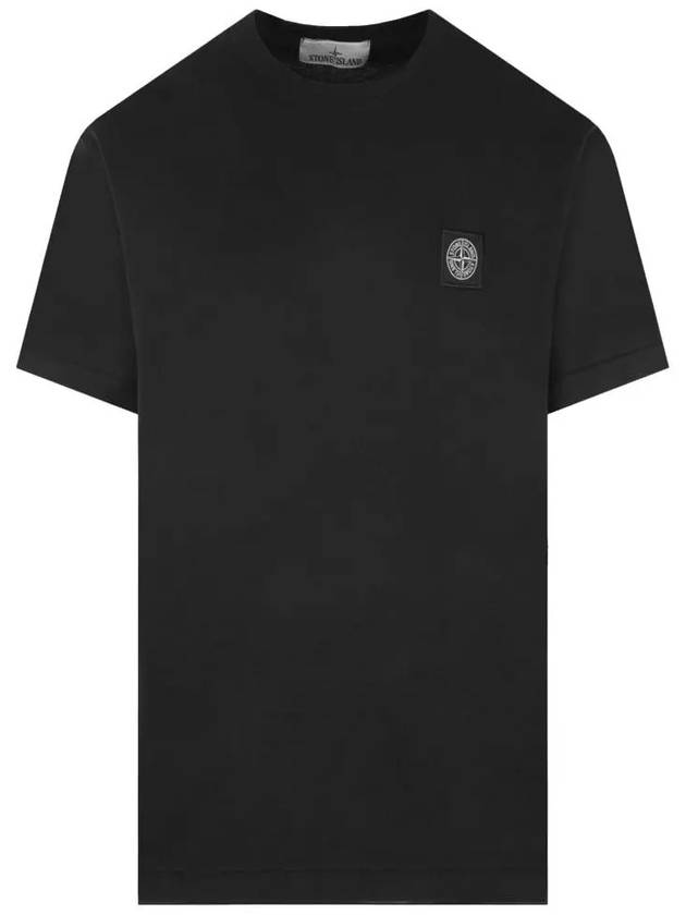 Logo Patch Cotton Short Sleeve T-Shirt Black - STONE ISLAND - BALAAN 2