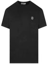 Logo Patch Cotton Short Sleeve T-Shirt Black - STONE ISLAND - BALAAN 3