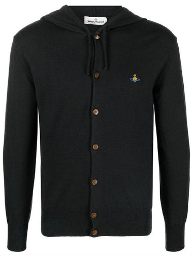 Men s ORB Logo Hooded Cardigan Black 3803000G Y00E N401 - VIVIENNE WESTWOOD - BALAAN 1