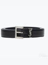 Women's Monogram Square Grain Leather Belt Black - SAINT LAURENT - BALAAN 2