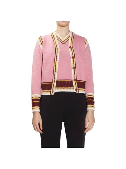 Contrast Striped V-neck Cashmere Vest Pink - BARRIE - BALAAN 2