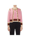 Contrast Striped V-neck Cashmere Vest Pink - BARRIE - BALAAN 1