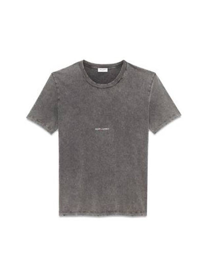 Destroyed Archive Logo Print Short Sleeve T-Shirt Black - SAINT LAURENT - BALAAN 2