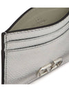 V Logo Signature Metallic Card Wallet Silver - VALENTINO - BALAAN 7