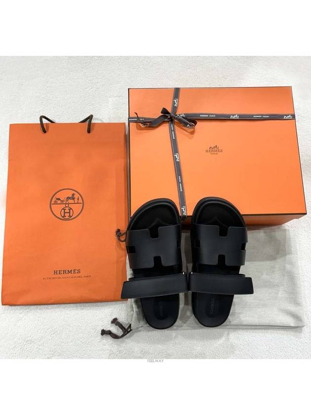 Hermes Chypre H Logo Calfskin Sandals Black - HERMES - BALAAN 8