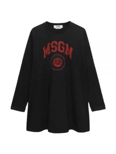 Logo Print Long Sleeve T-Shirt Black - MSGM - BALAAN 2