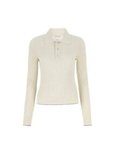 Ribbed Cotton Polo Shirt Bone - BOTTEGA VENETA - BALAAN 2