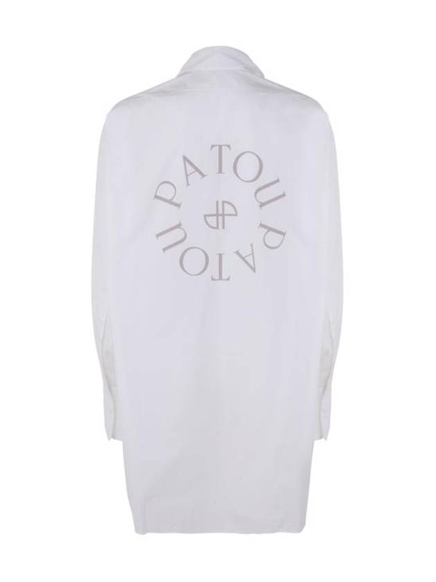 Embroidery Logo Mini Shirt Cotton Short Dress White - PATOU - BALAAN 3