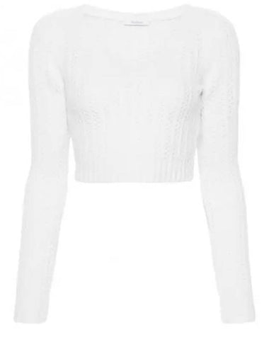 Ifrem Wool Cashmere Crop Knit Top White - MAX MARA - BALAAN 1