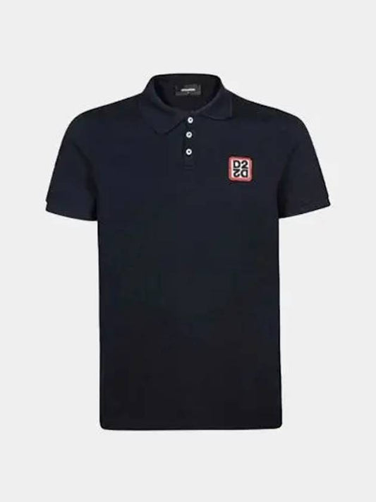 Men's Square Logo Patch Polo Shirt Navy - DSQUARED2 - BALAAN 2